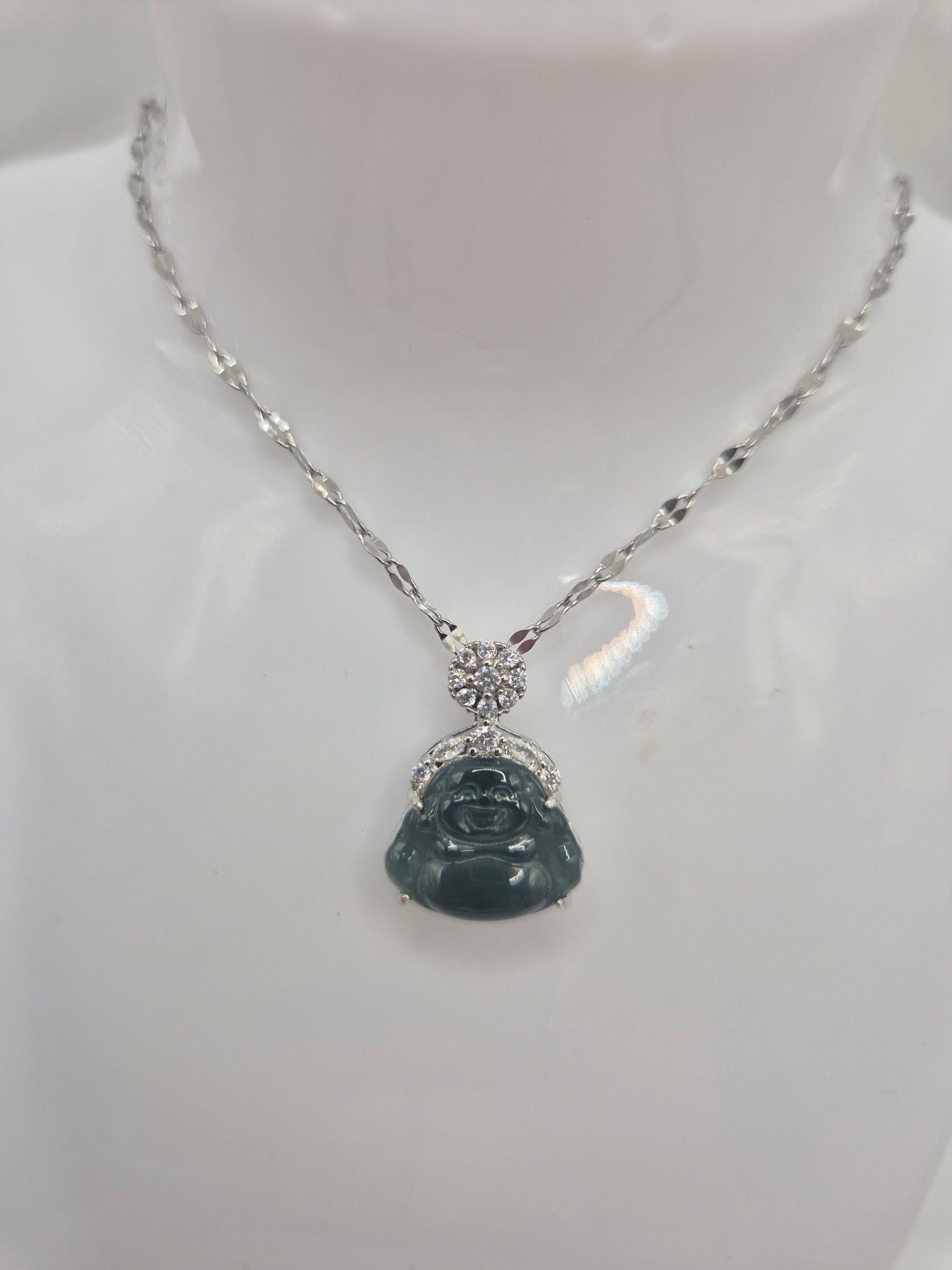 Serene Fortune Jadeite “Happy Buddha” Pendant