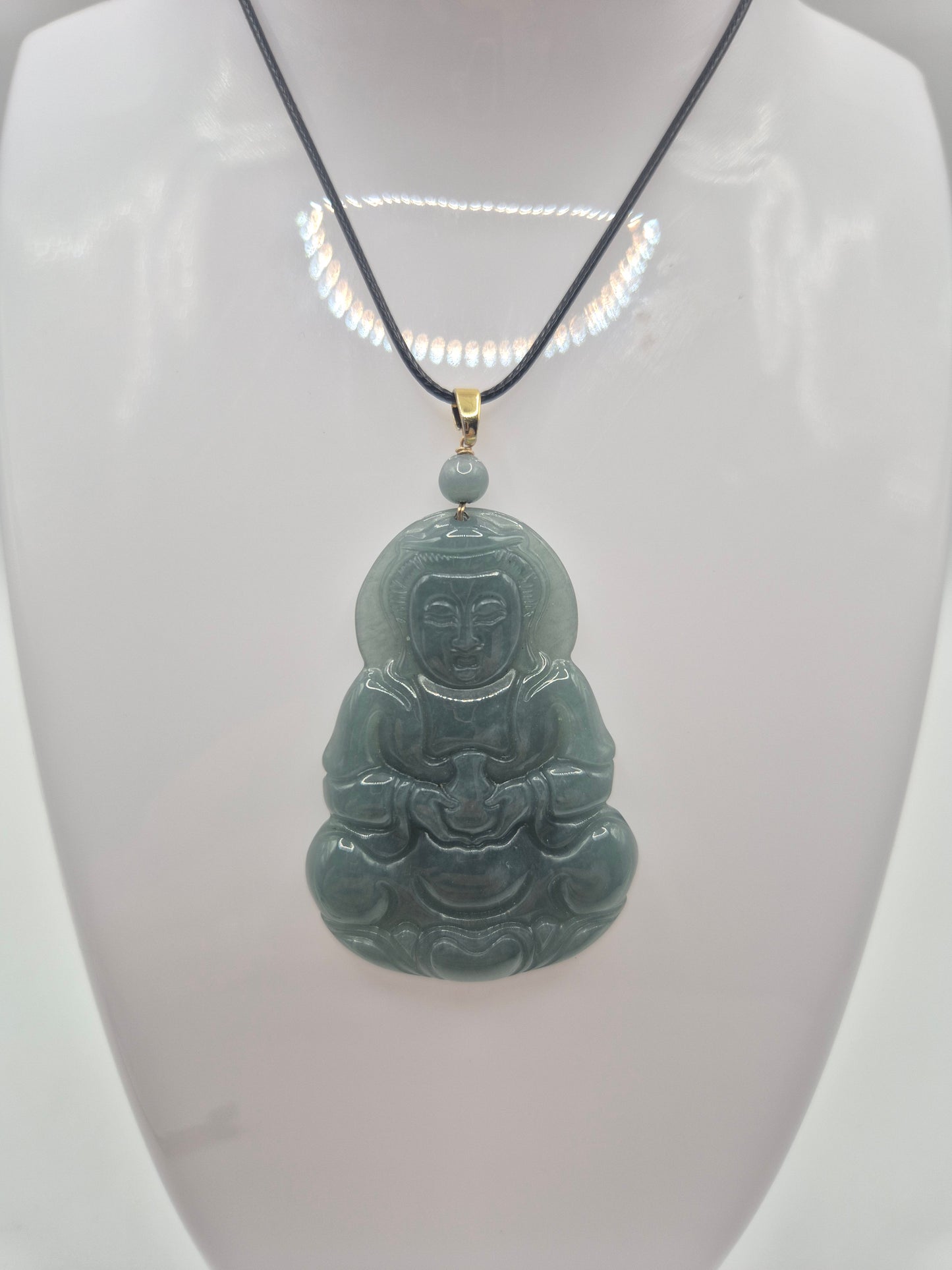 Natural Burmese Jade Guanyin Pendant