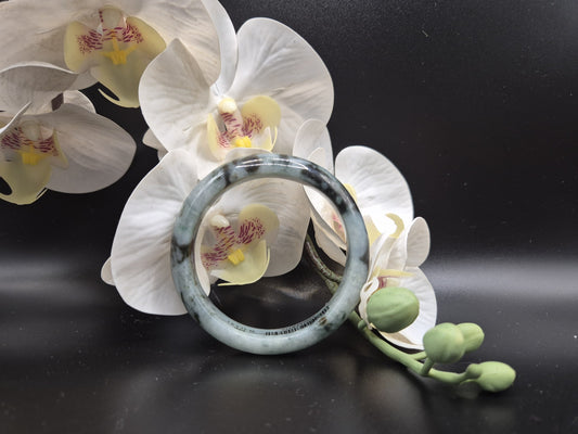 Twilight Bloom Jade Bangle (57.8 mm)  #093