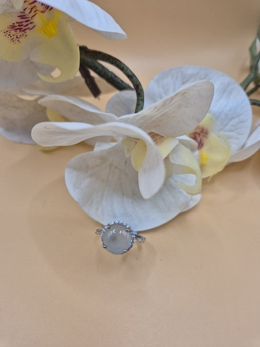 #073 - Lunar Veil Jadeite Ring (Adjustable)