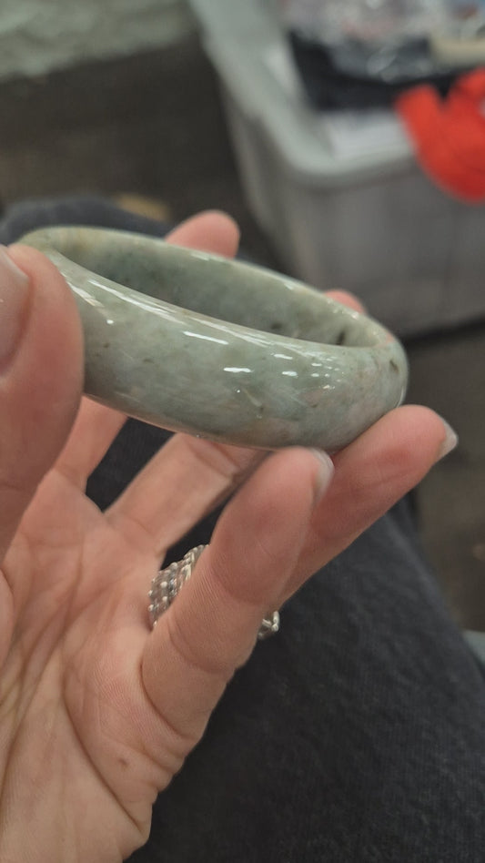 Misty Forest Burmese Jadeite Bangle – 54 mm