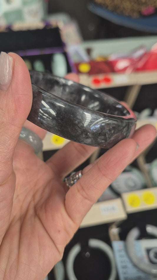 Black Shadow Jadeite Jade Bangle 55mm