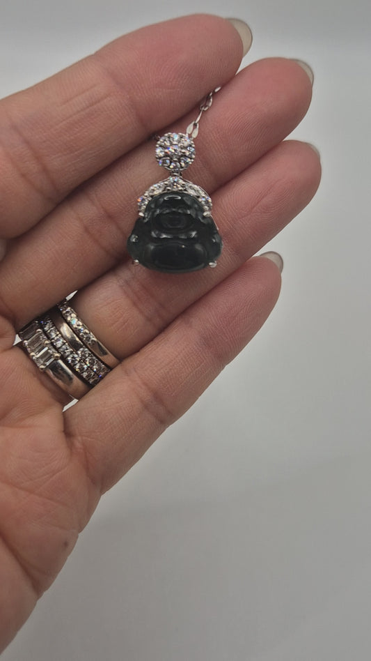 Serene Fortune Jadeite “Happy Buddha” Pendant