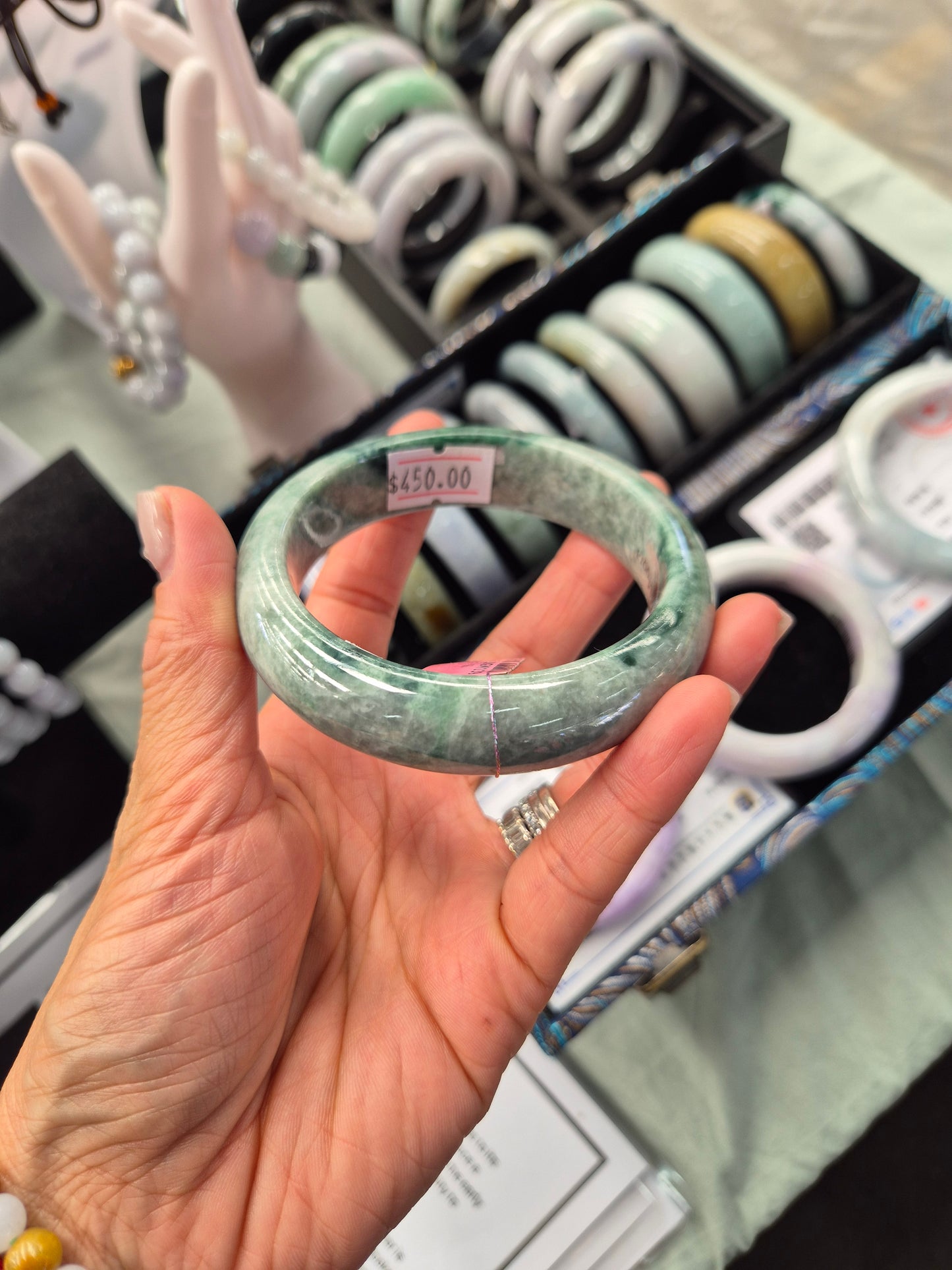 Emerald Mist Jade Bangle – 59 mm