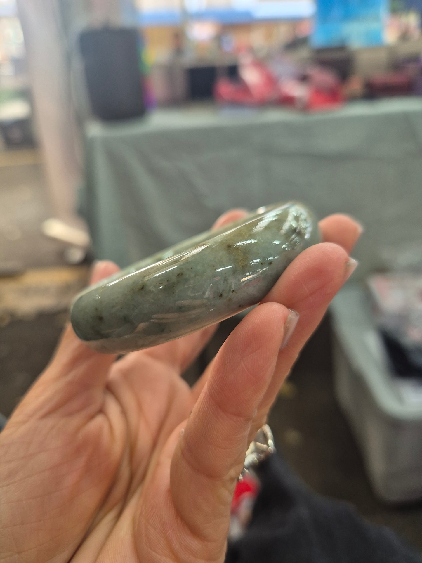 Misty Forest Burmese Jadeite Bangle – 54 mm