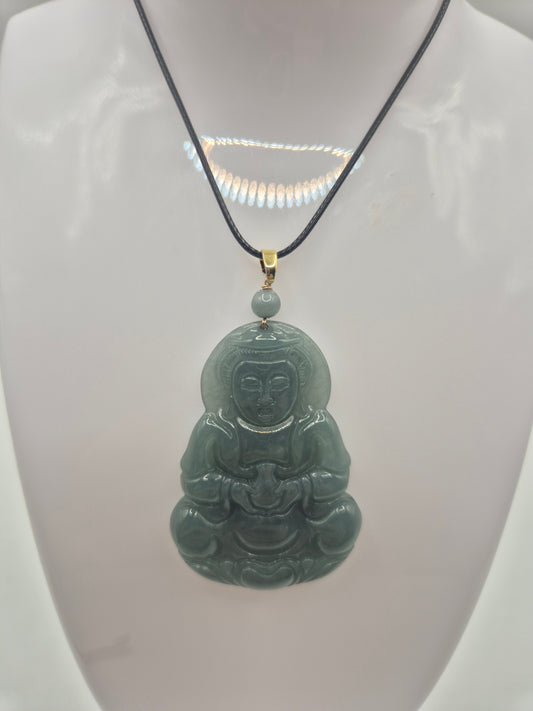 Natural Burmese Jade Guanyin Pendant