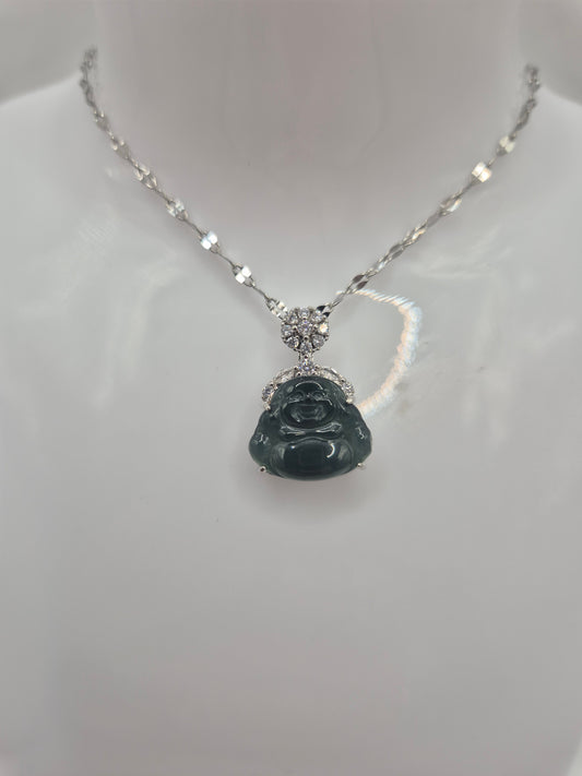 Serene Fortune Jadeite “Happy Buddha” Pendant