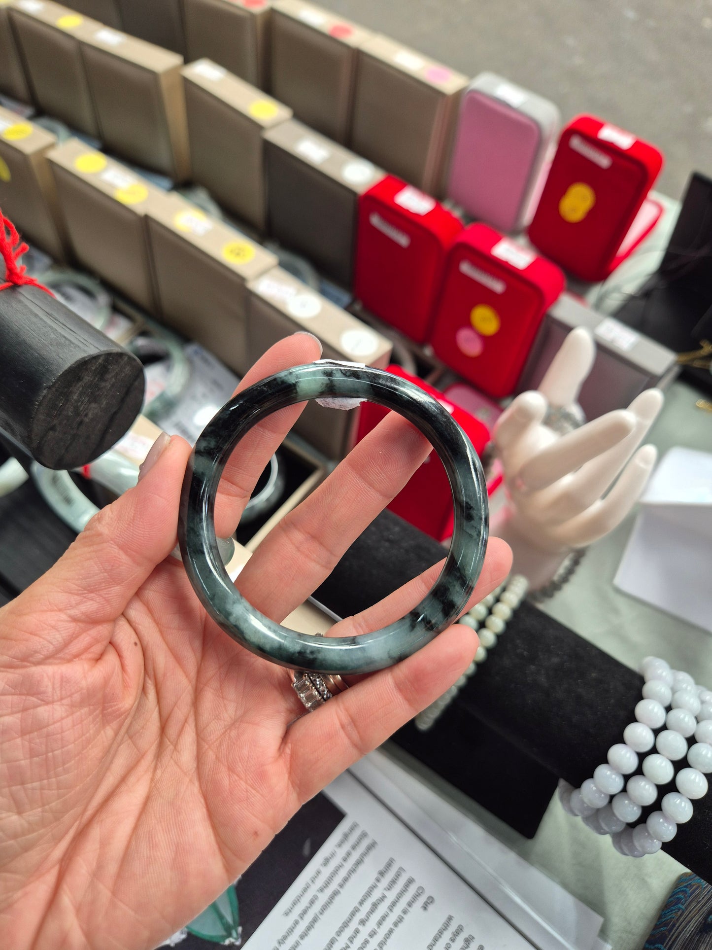Midnight Forest Jade Bangle – 56 mm