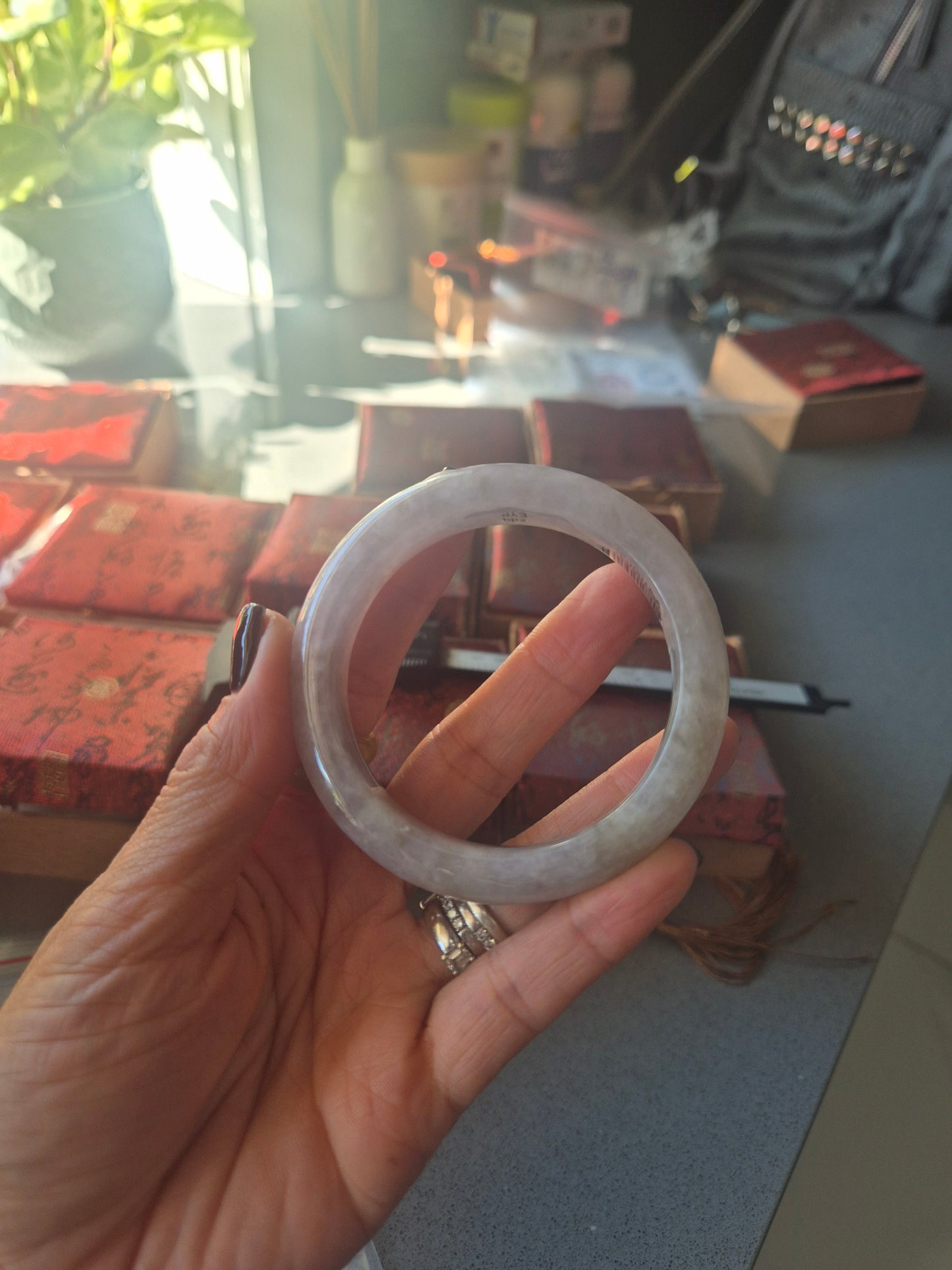 Frosted Pearl Jade Bangle 54.3mm