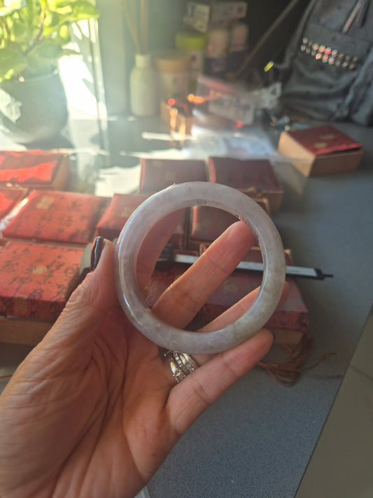 Frosted Pearl Jade Bangle 54.3mm
