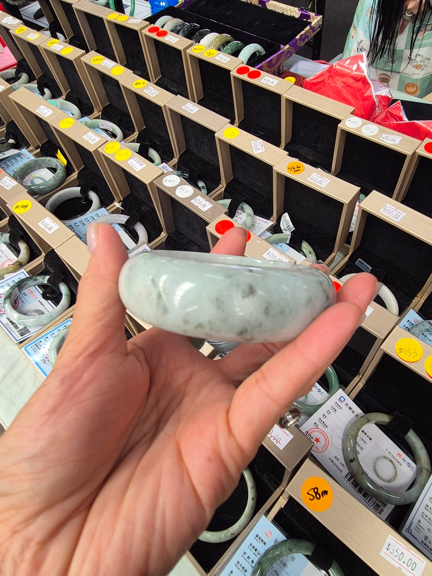 Luna Cloud Jadeite Jade Bangle 57.6mm