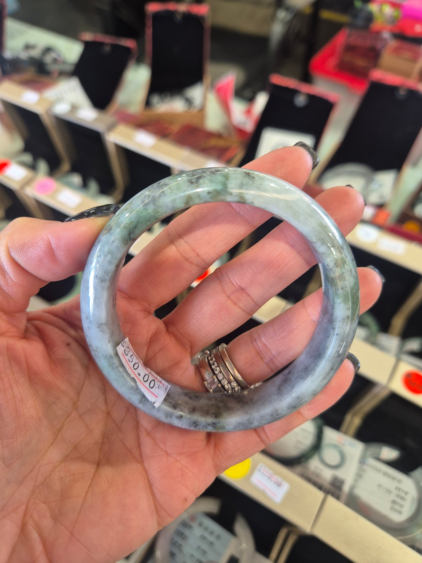 GreenGrey Blended Jadeite Bangle 58.3mm