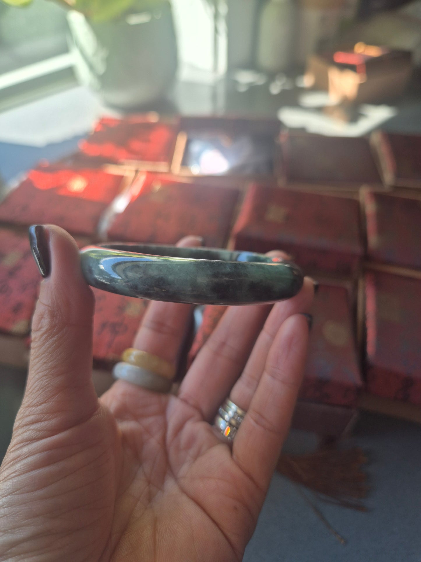 Emerald Mist Jade Bangle 57.8mm