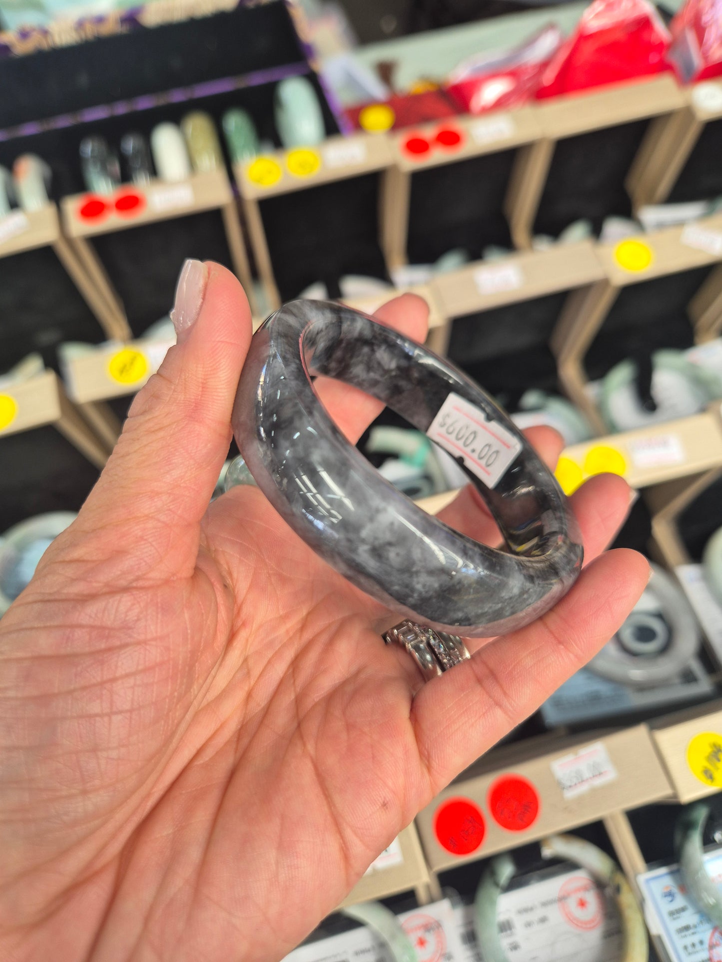 Black Shadow Jadeite Jade Bangle 55mm
