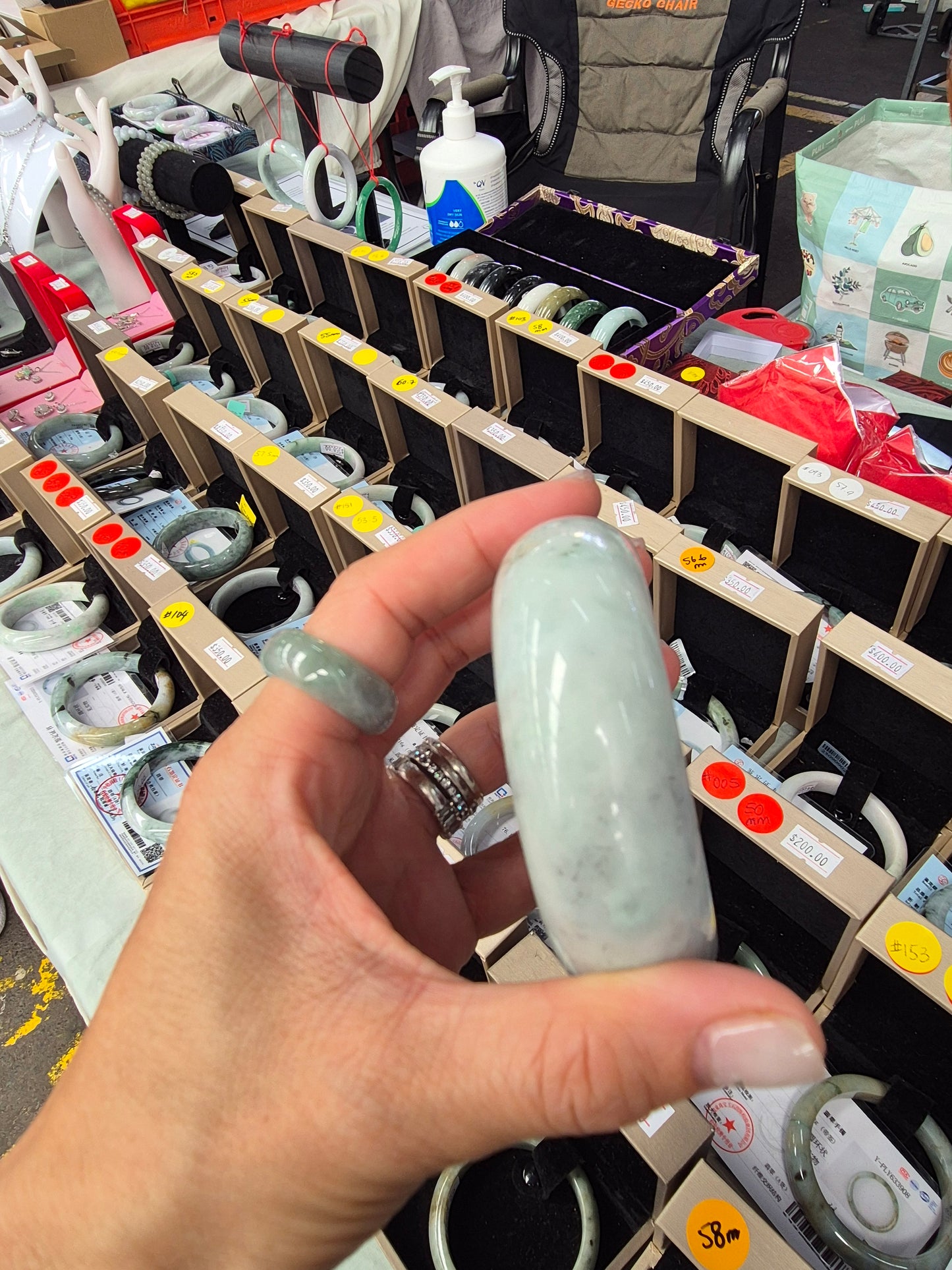Luna Cloud Jadeite Jade Bangle 57.6mm