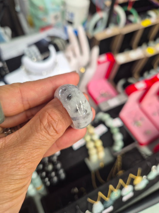 Chicken BoneBlack Jadeite Ring