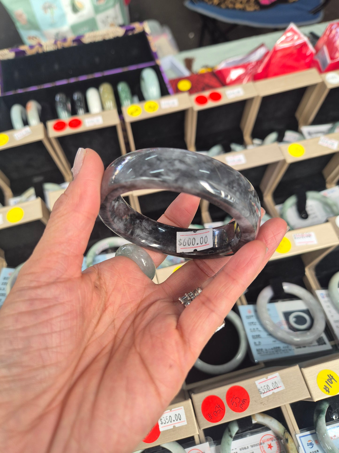 Black Shadow Jadeite Jade Bangle 55mm