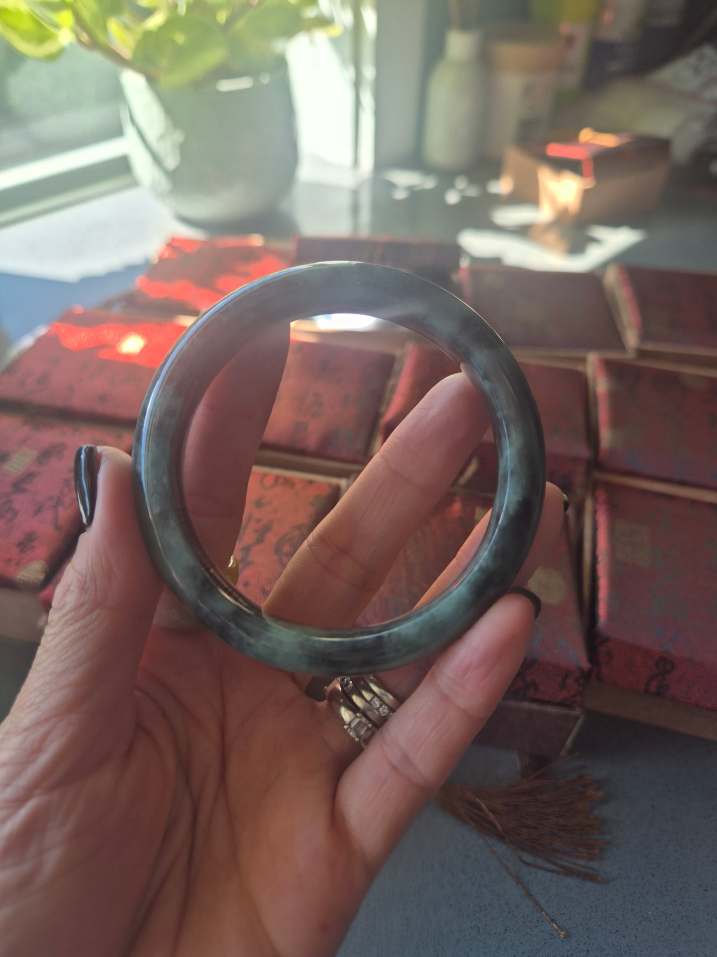 Emerald Mist Jade Bangle 57.8mm