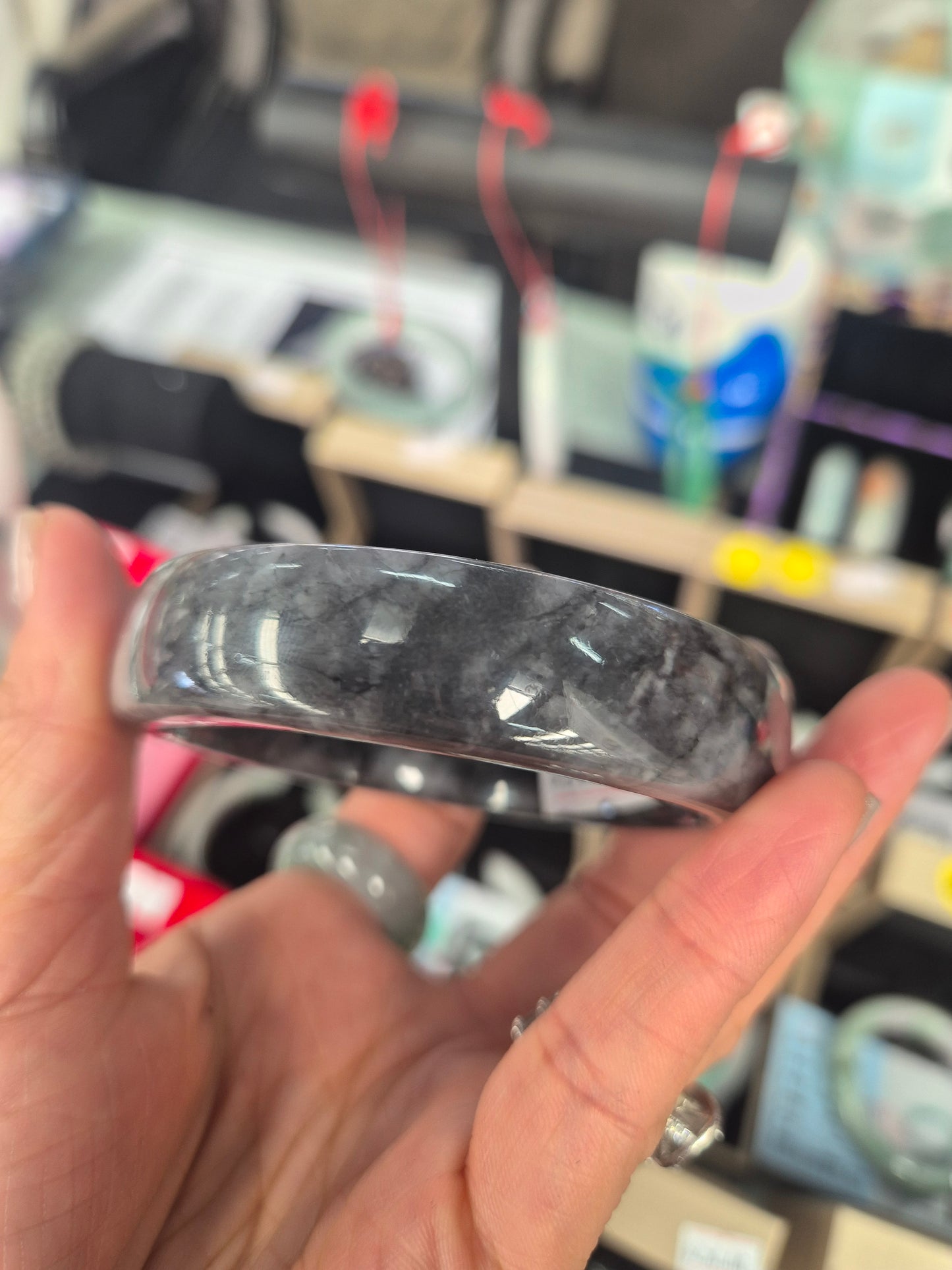 Black Shadow Jadeite Jade Bangle 55mm