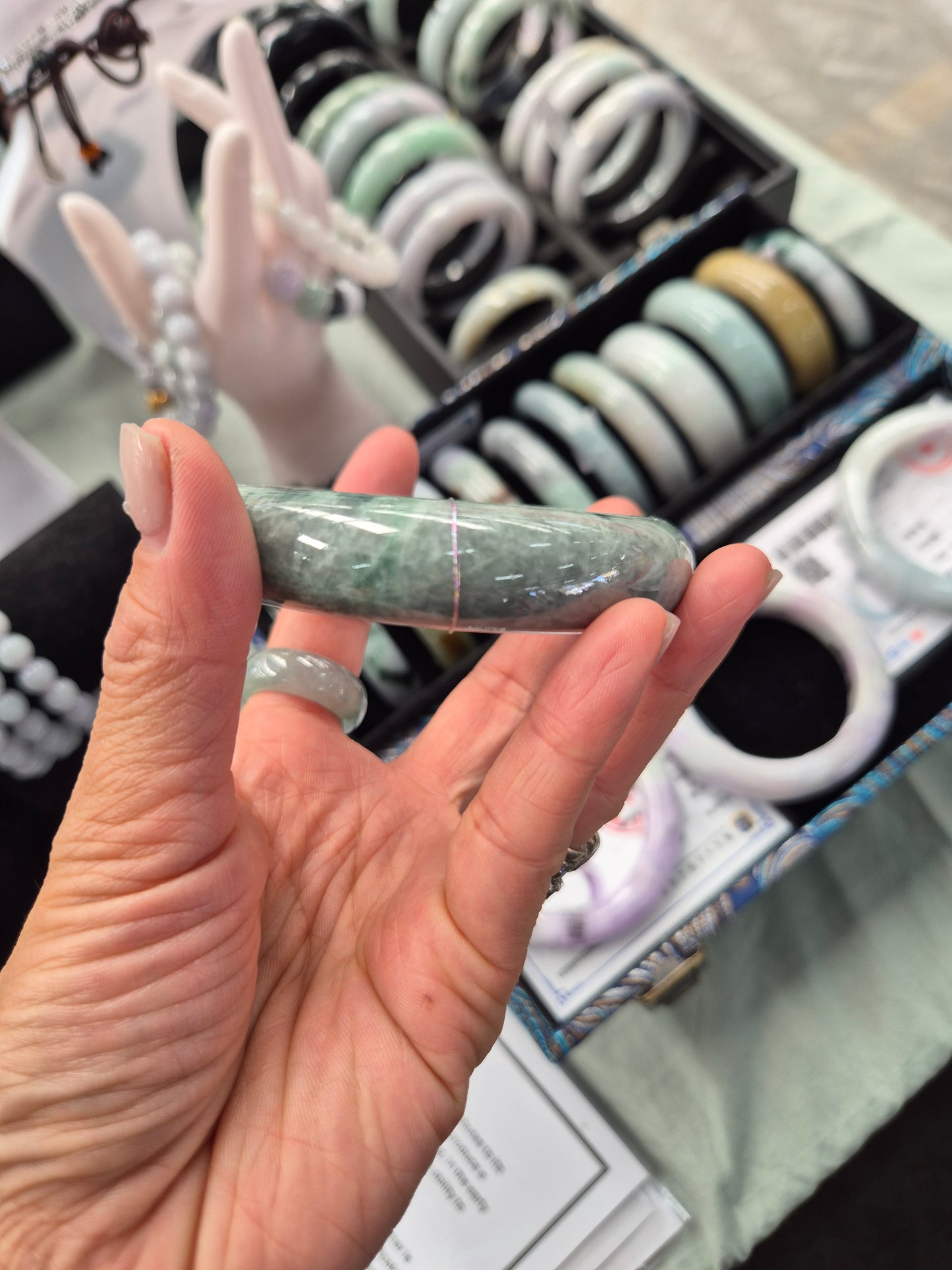 Emerald Mist Jade Bangle – 59 mm