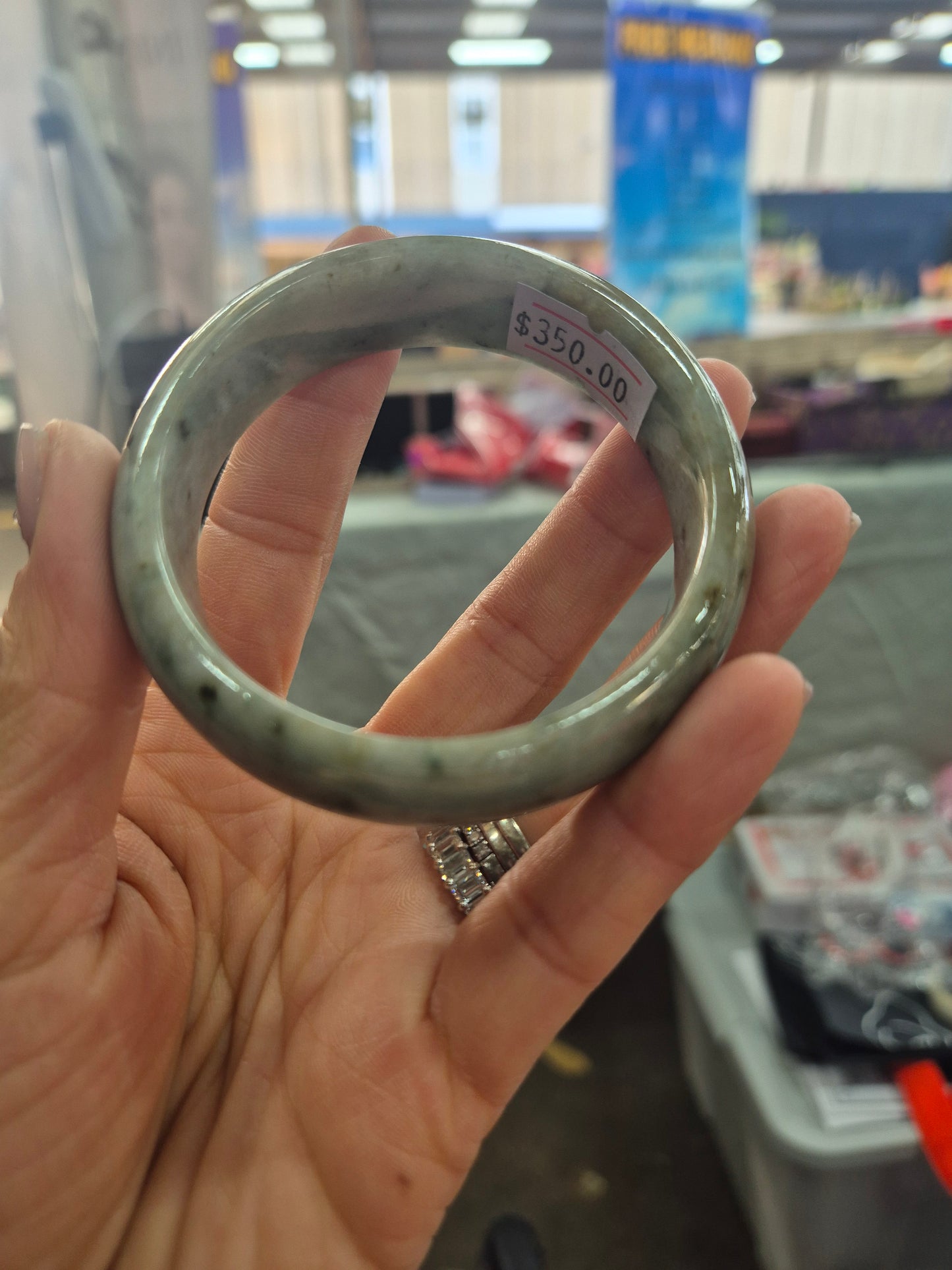 Misty Forest Burmese Jadeite Bangle – 54 mm