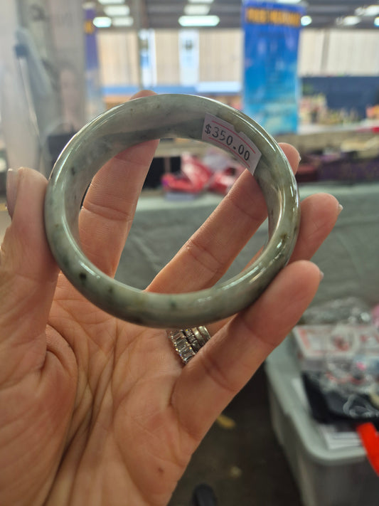 Misty Forest Burmese Jadeite Bangle – 54 mm