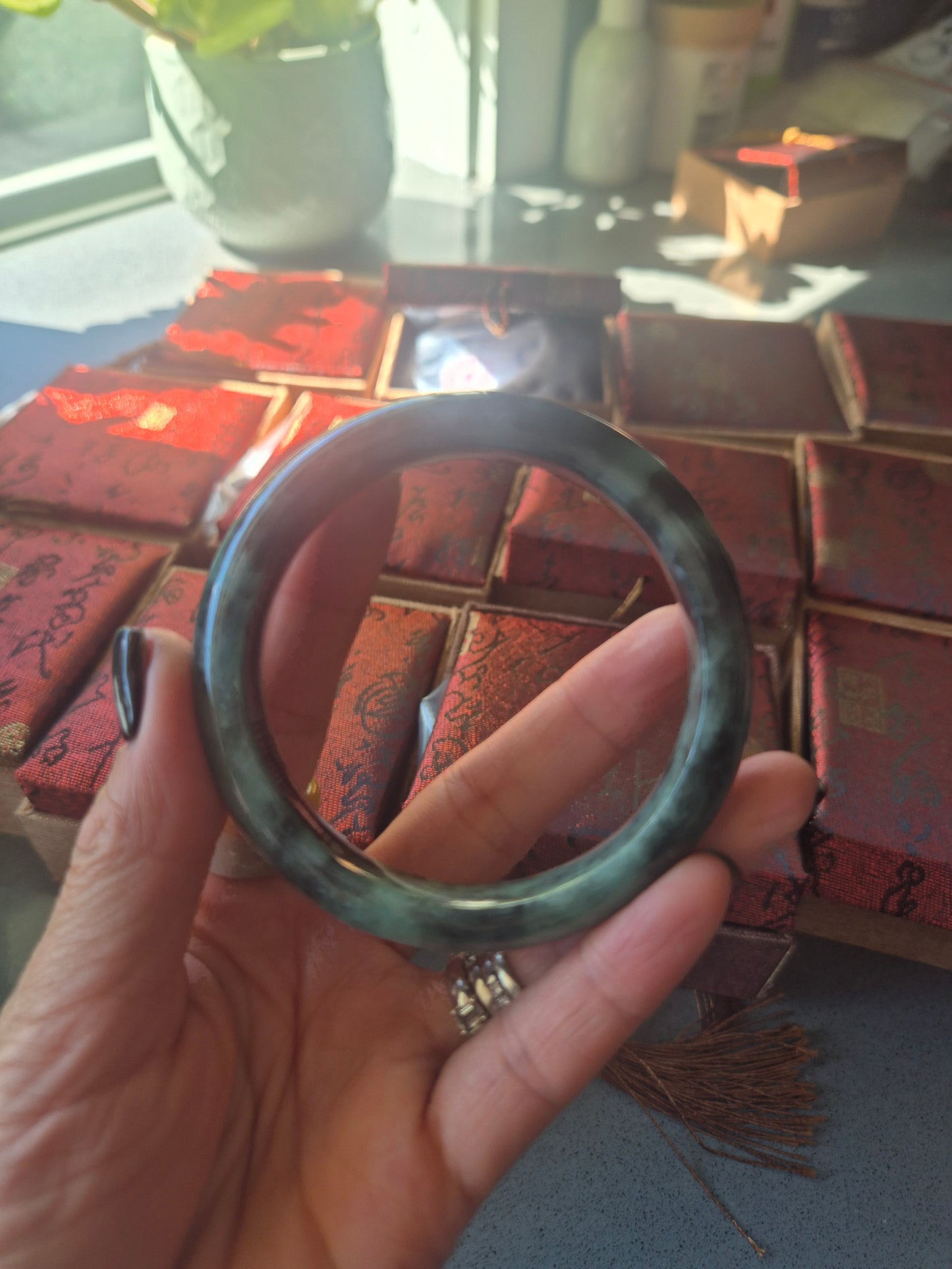 Emerald Mist Jade Bangle 57.8mm