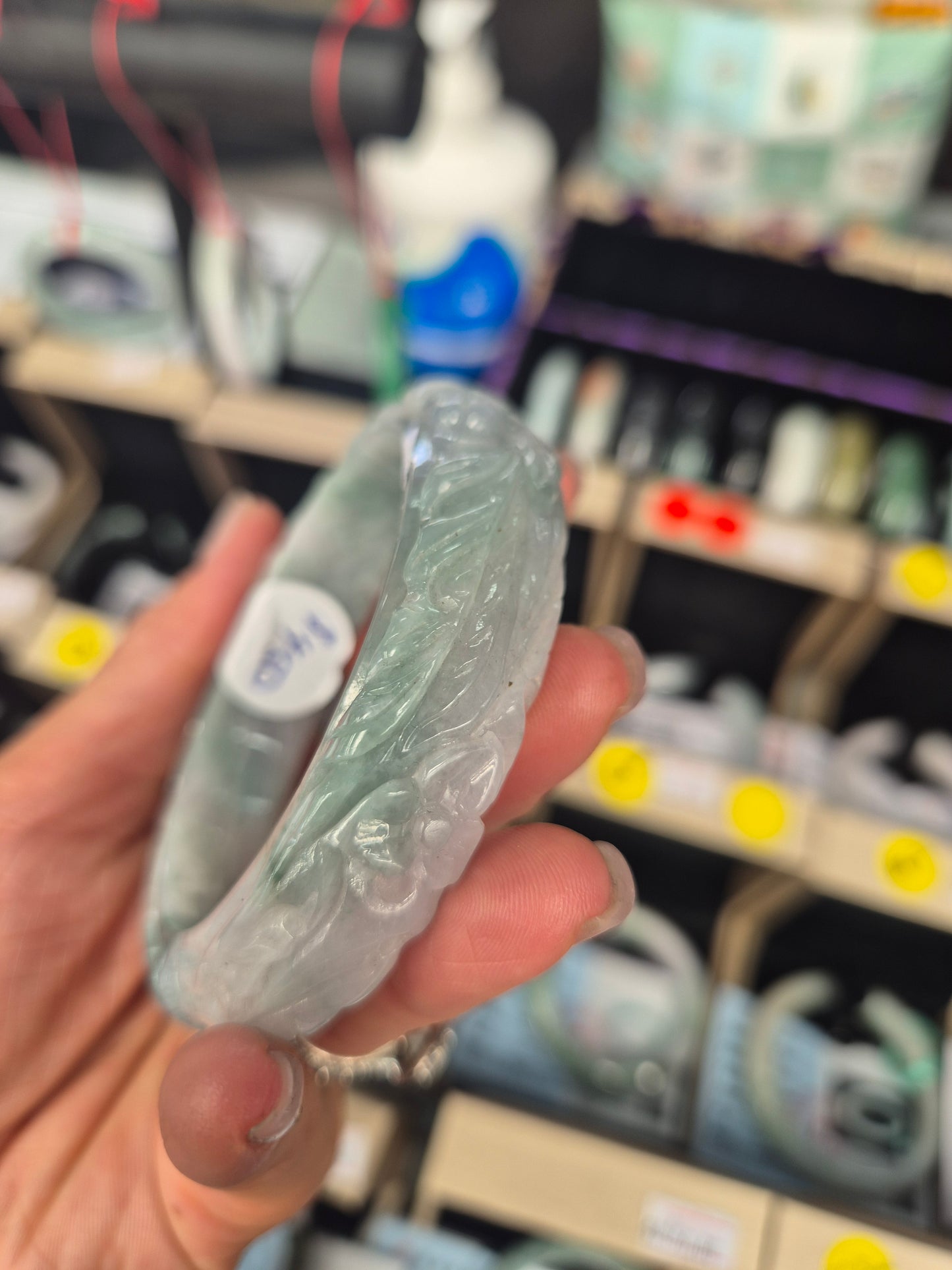 Hand -Carved Jade Bangle – Size 58mm
